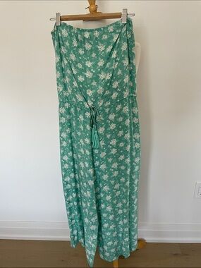 Aakaa Green Floral Wide Leg Jumpsuit